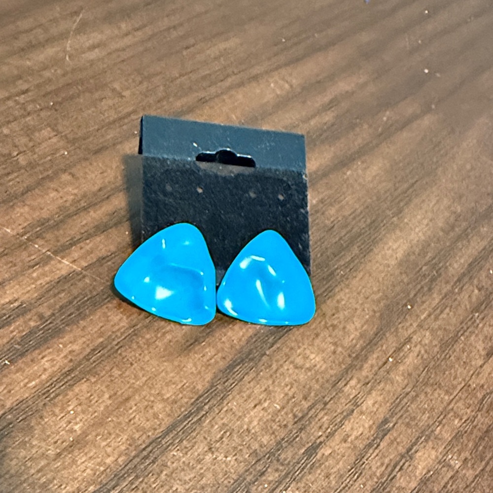Vibrant Blue Triangle Earrings